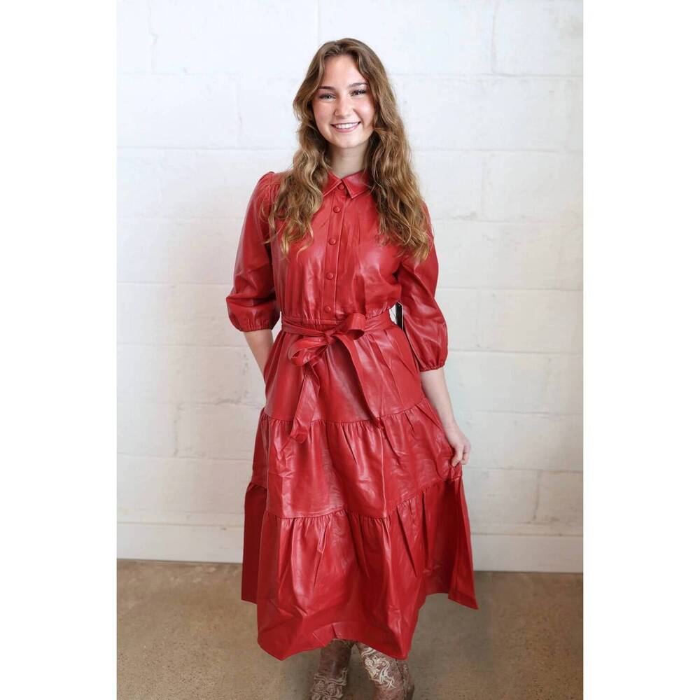 NEW FATE miranda leather dress in red